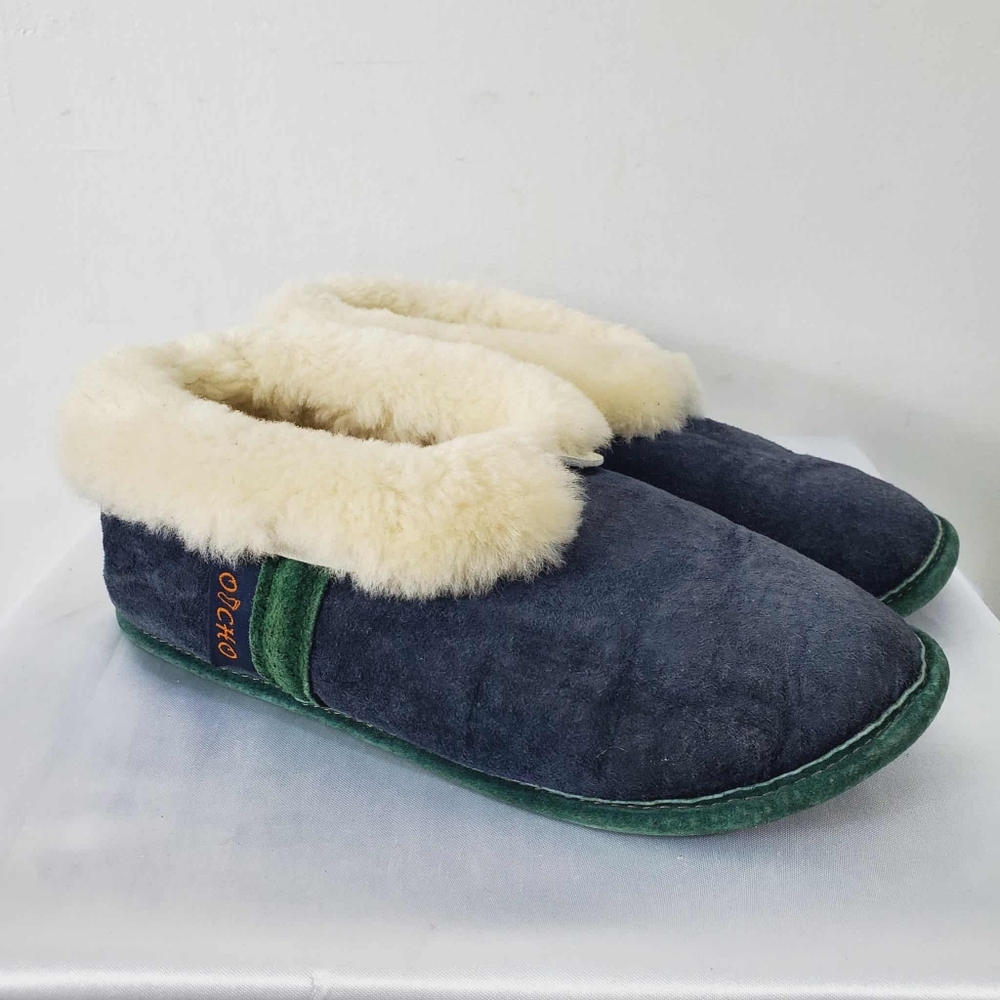 Ocho Wool Women's Slippers Leather Suede Blue Green Beige Sheepskin